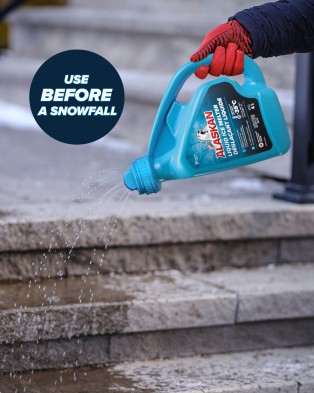 Use Alaskan Liquid Ice Melter before a snowfall