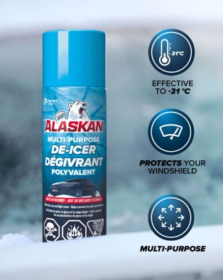 Alaskan Multi Purpose De icer protects your windshield