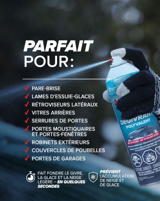 Le dégivrant polyvalent Alaskan est parfait pour pare-brise et lames d'essuie-glaces