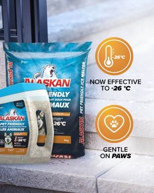 Alaskan Pet Friendly Ice Melter is now effective to -26°C and gentle on paws