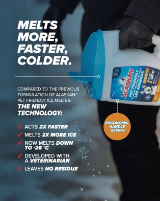 Alaskan Pet Friendly Ice Melter melts more, faster and colder