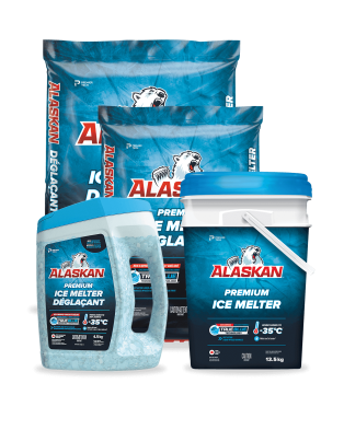Different formats of Alaskan Premium Ice Melters