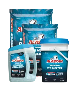 Different formats of Alaskan Premium Ice Melters