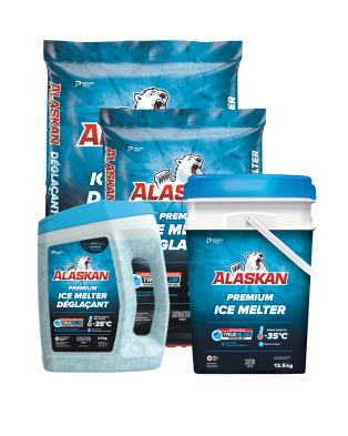 Different formats of Alaskan Premium Ice Melters
